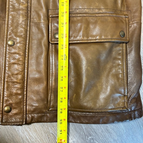 Banana Republic Heritage Mens XL Brown Leather Field Jacket Safari Style Utility - Picture 7 of 16